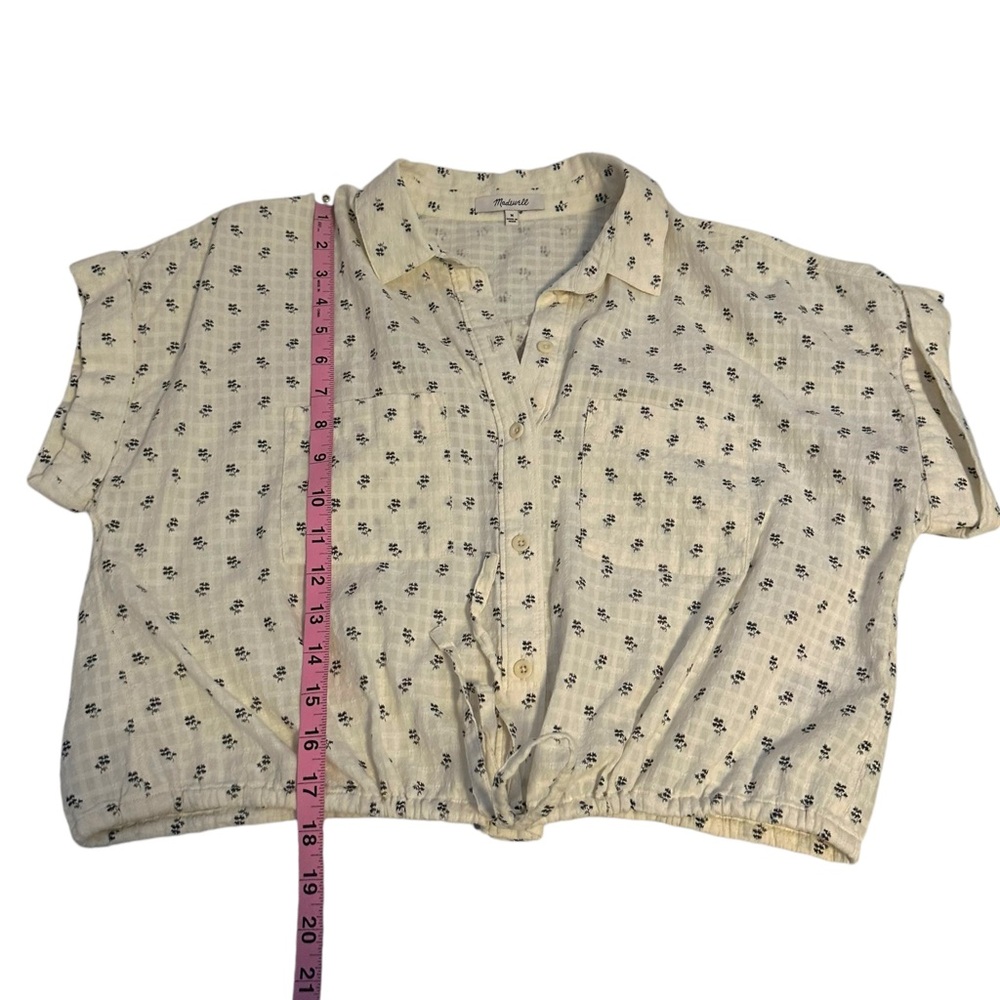 Madewell | Button-Up Drawstring Shirt in Blooming Ikat Size M 100%‎ Cotton - Picture 12 of 12